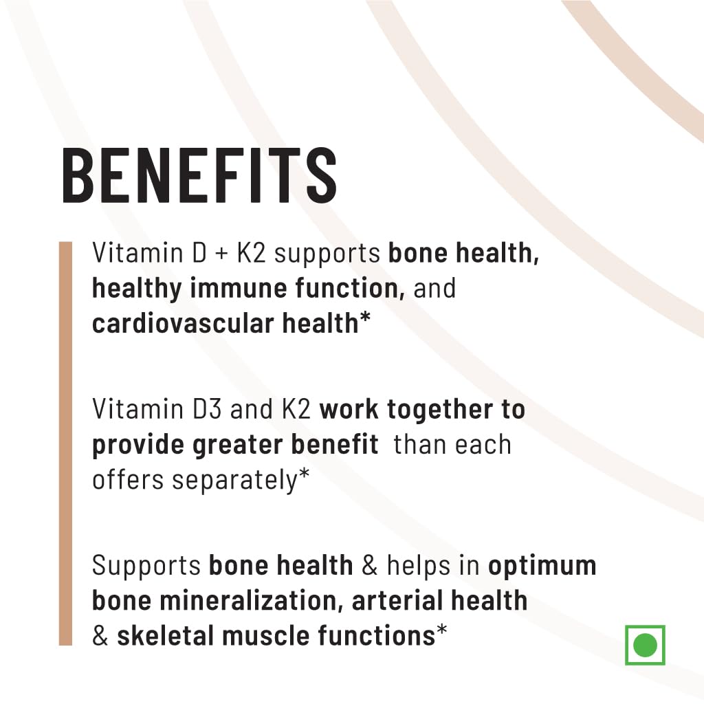 Unived Basics D3+K2 (MK-7) | Vitamin D3 600 IU & Vitamin K2-7 (MenaquinGold) 55mcg | Immunity, Heart, Muscle, & Bone Health | Plant-Based & Natural | 30 Capsules