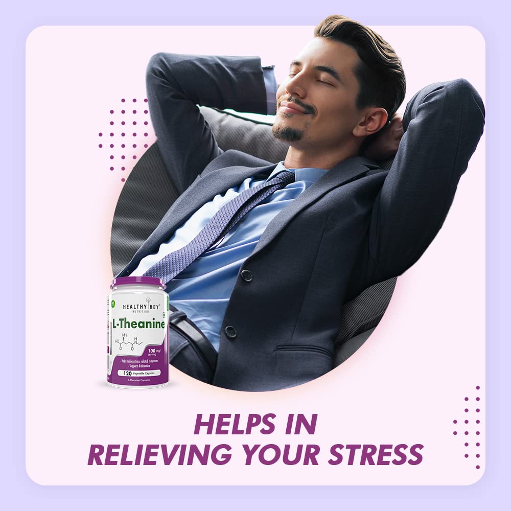 HealthyHey L-Theanine-Support Relaxation - 90 Vegetarian Capsules (Pack of 1)