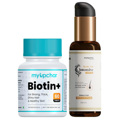 myUpchar ayurveda Hair Care Set (Bhringraj Hair Oil With Biotin+)