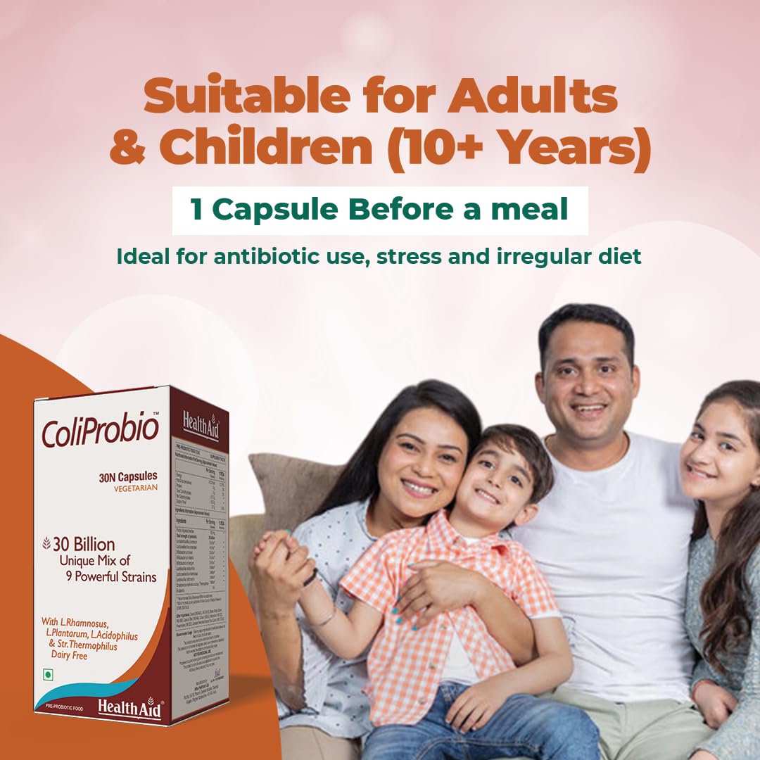 HealthAid ColiProbio 9 Strain Probiotic Supplement for Gut Health Suppo- image 4