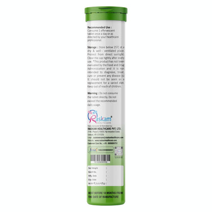 Raskam ACV Moringa Effervescent Tablets | Fizz 15 Tablets in Mixberry Flavor, 500mg| Natural Energy & Immunity Booster with Antioxidants to Control Cravings (Pack of 1)