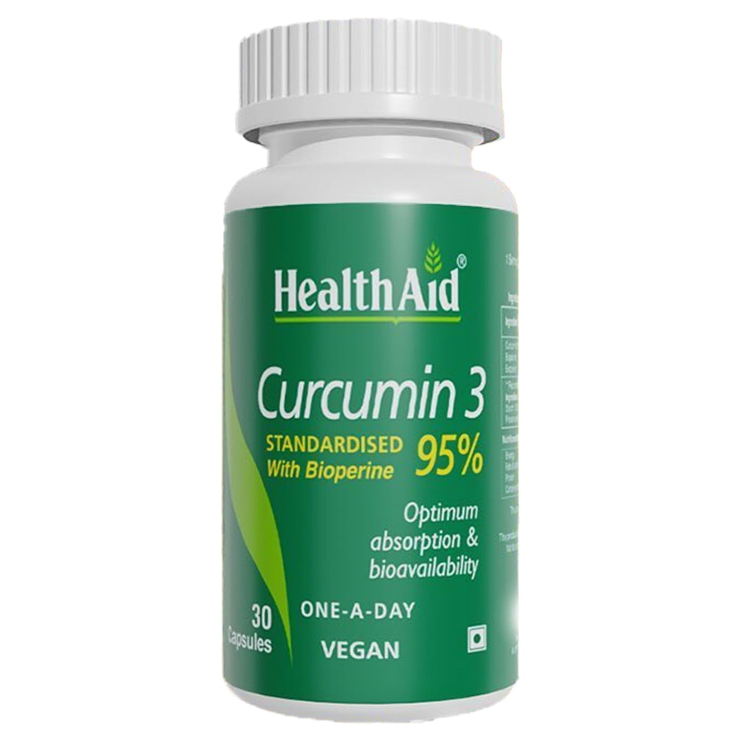 HealthAid Curcumin With Bioperine -30 Veg Capsules | With 95% Curcuminoids Supplement For Better Absorption|Support For Skin & Joint, Immunity|Antioxidant & Anti-inflammatory | For Men & Women