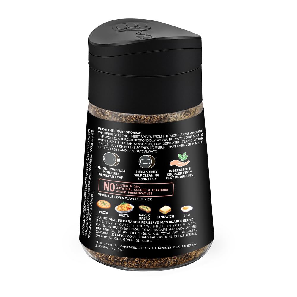 Orika Italian Seasoning 60g | Oregano Seasoning For Pizza, Pasta, Garlic Bread & Italian Food | Classic Blend Of Italian Mixed Herbs | Moisture Resistant Sprinkler Jar | No Artificial Flavours and Colours