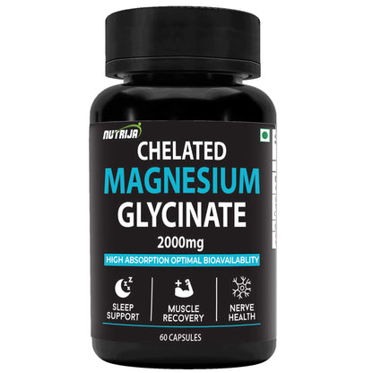 NutriJa Magnesium Glycinate 2000mg Supplement | Contains Elemental 22% (440mg) Per Serving - Superior Absorption & High Potency - 60 Veg Capsules
