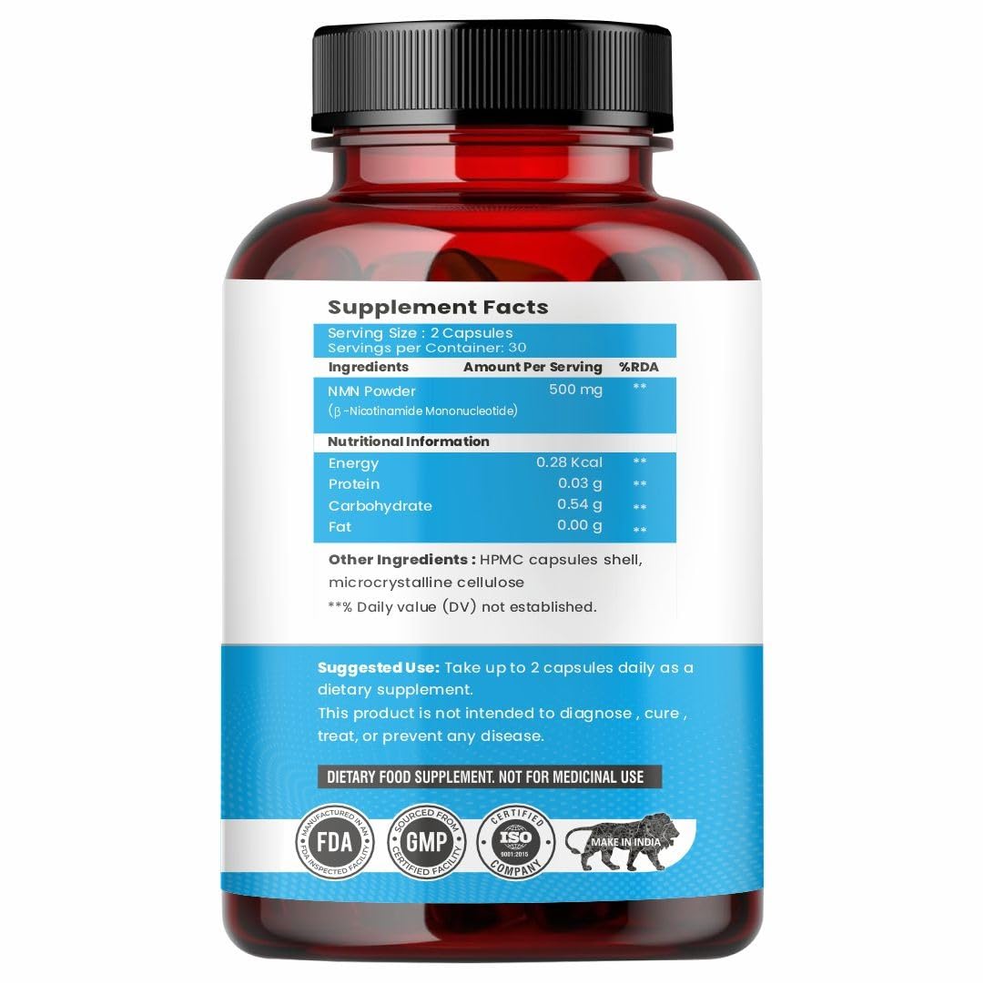 Raskam NMN 500mg Capsules – 60 Capsules
