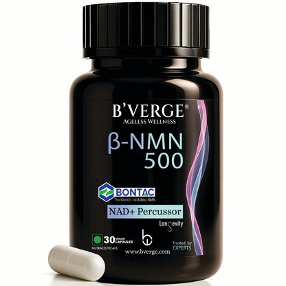 BVERGE® NMN Supplement 500mg |100% Purity | BONTAC Pro NMN World's Most Trusted & Trusted by Experts | Healthy Ageing | Repair Cells | Enhance Muscle | Neuro Function (500MG 30 Capsules)