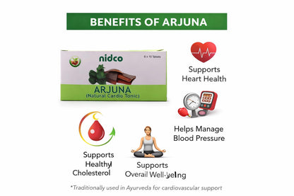 NIDCO Herbal Heritage Arjuna 60 Tablets | Promotes Heart Health | Healthy Metabolism Manages Cholesterol Level | Blood Pressure Support | 500mg/Serving (Pack of 1)