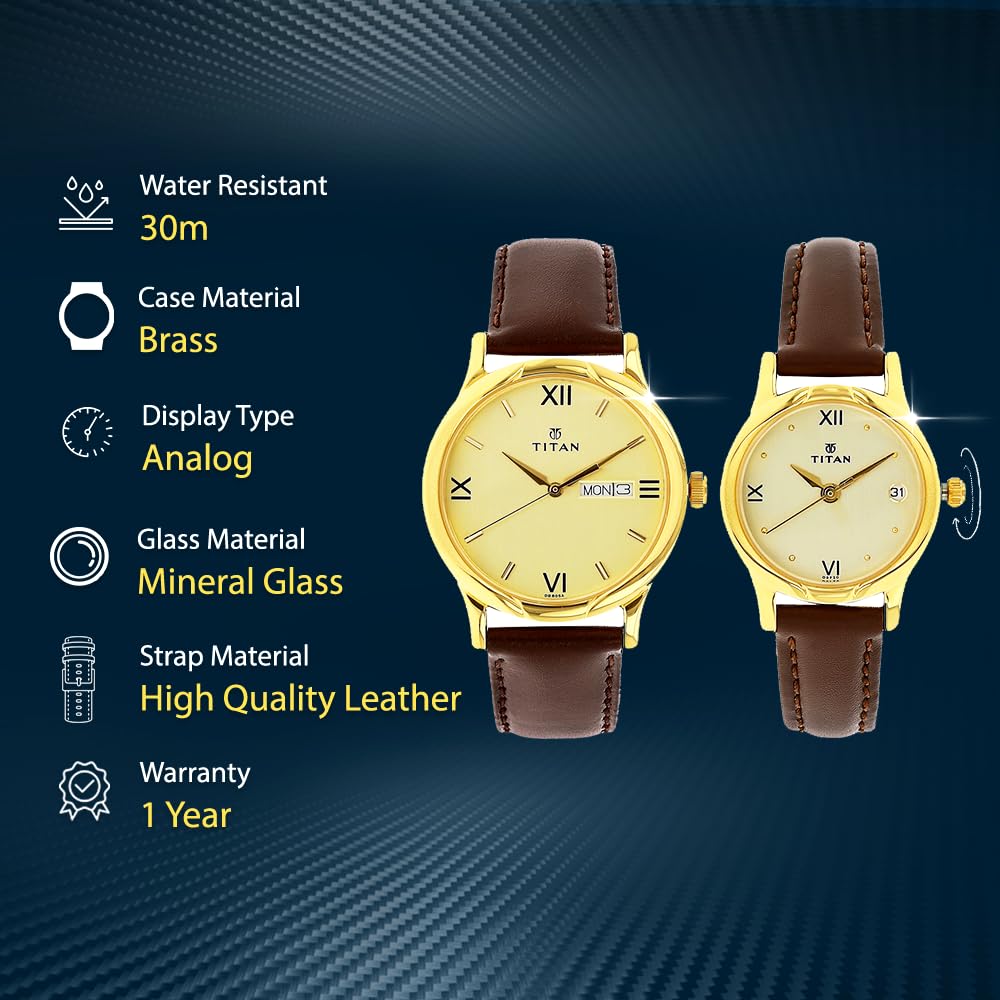 Titan Analog Gold Dial Unisex's Watch-NL15802490YL05- image 4