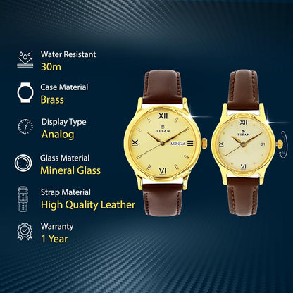 Titan Analog Gold Dial Unisex's Watch-NL15802490YL05- image 4