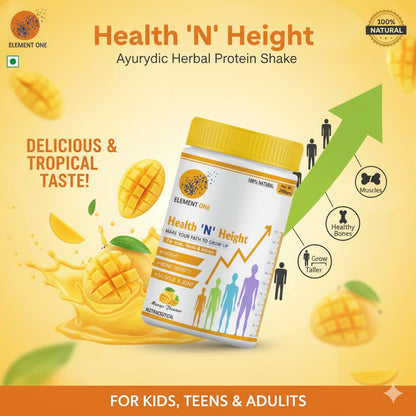 Health N Height Nutritional Powder | Balanced Nutrition with Protein, Vitamins & Minerals | For Kids & Teens | Mango Flavours |