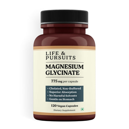 Life & Pursuits Pure Magnesium Glycinate – 120 Vegan Capsules | 100 mg Magnesium per Capsule | High Absorption Chelated, Non-Buffered Supplement | 3rd Party Lab Tested