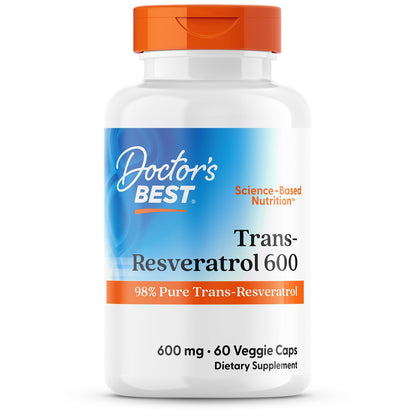 Doctor's Best Trans-Resveratrol 600, Non-GMO, Vegan, Gluten Free, Soy Free, 600