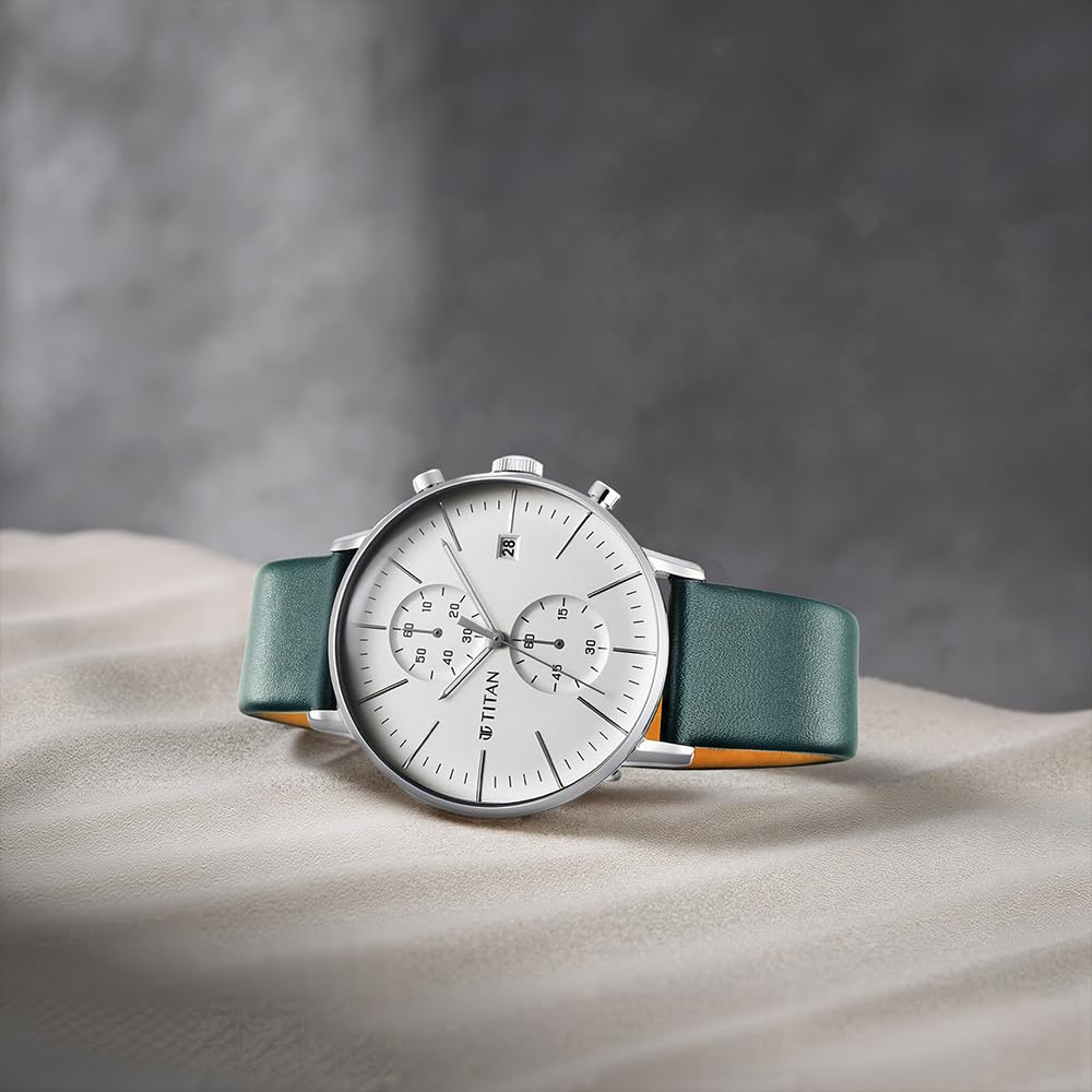 Titan Infinity Display Quartz Chronograph with Date Silver Dial Dark Te- image 7