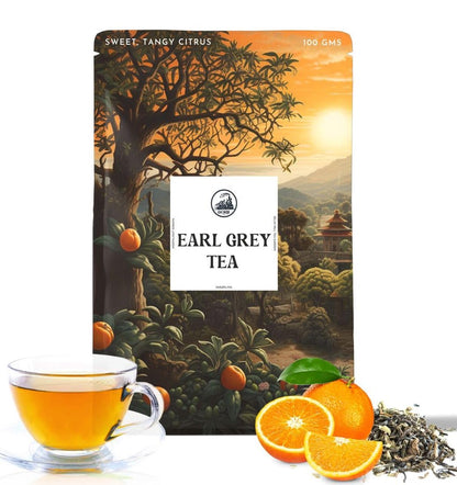 Dorje Teas Earl Grey Darjeeling Loose Tea | 100g (Pack of 1) | Selim Hill Estate | Real Orange Peel, No Essential Oils | Promotes Sleep & Stress Relief | Organic Whole Leaf Blend | 40 Cups