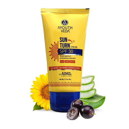 Ayouthveda Sun Turn Face Cream With PA+ For UVA/B Sun – SPF 30 – 100G