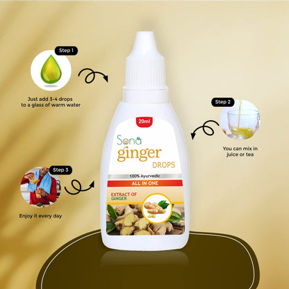 Sona Healthcare Ginger Drops an Ayurvedic Herbal Drops to Boost Immunity and Strength, Cold & Cough- (20ml) - Pack of 2