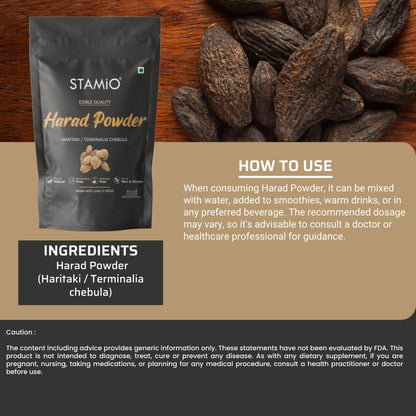 STAMIO Harad/Haritaki Powder 250 gm | Terminalia chebula | Kadukkai Podi/Karakkaya Pudiyamu | Digestive Health | In Pouch 8.82 oz