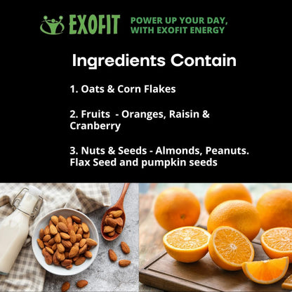 Exofit Fruits 'N' Seeds Bar -35g (Pack of 6 Bars) Ready to Eat Snack Bar - Zero Cholesterol, High Fiber, No Trans Fat, Orange - 210Gm
