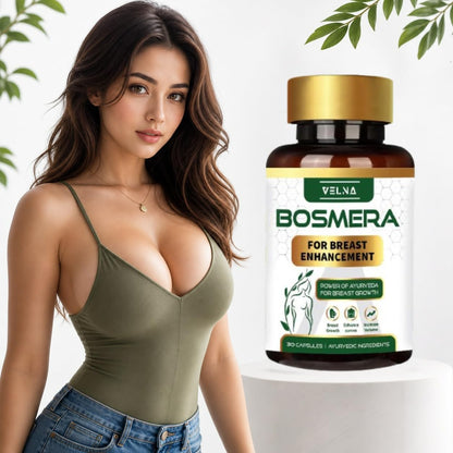 VELNA Bosmera Ayurvedic Women Wellness Capsules for Breast Growth with Shatavari & Fenugreek | Herbal Supplement for Natural Curves, Firmness & Confidence | 30 Capsules