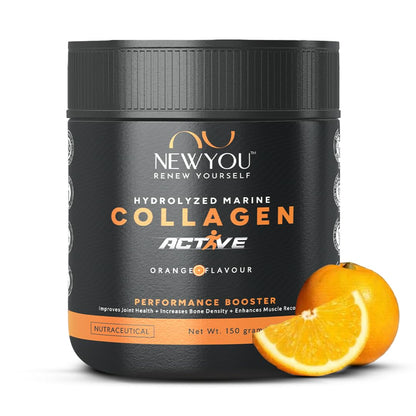NewYou Collagen Active Performance Booster | Enhances Joint Movement, Bone Strength & Flexibility | Helps Reduce Back & Knee Pain | Japanese Marine Collagen + Glucosamine + Hyalu