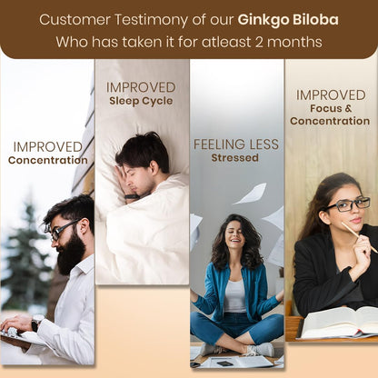 CUREFOREVER Ginkgo Biloba 240mg Tablets | Brain Health & Memory Support Supplement | Helps Improve Focus, Mental Clarity & Concentration | Herbal Cognitive Support | 60 Tablets - 30 Days Supply