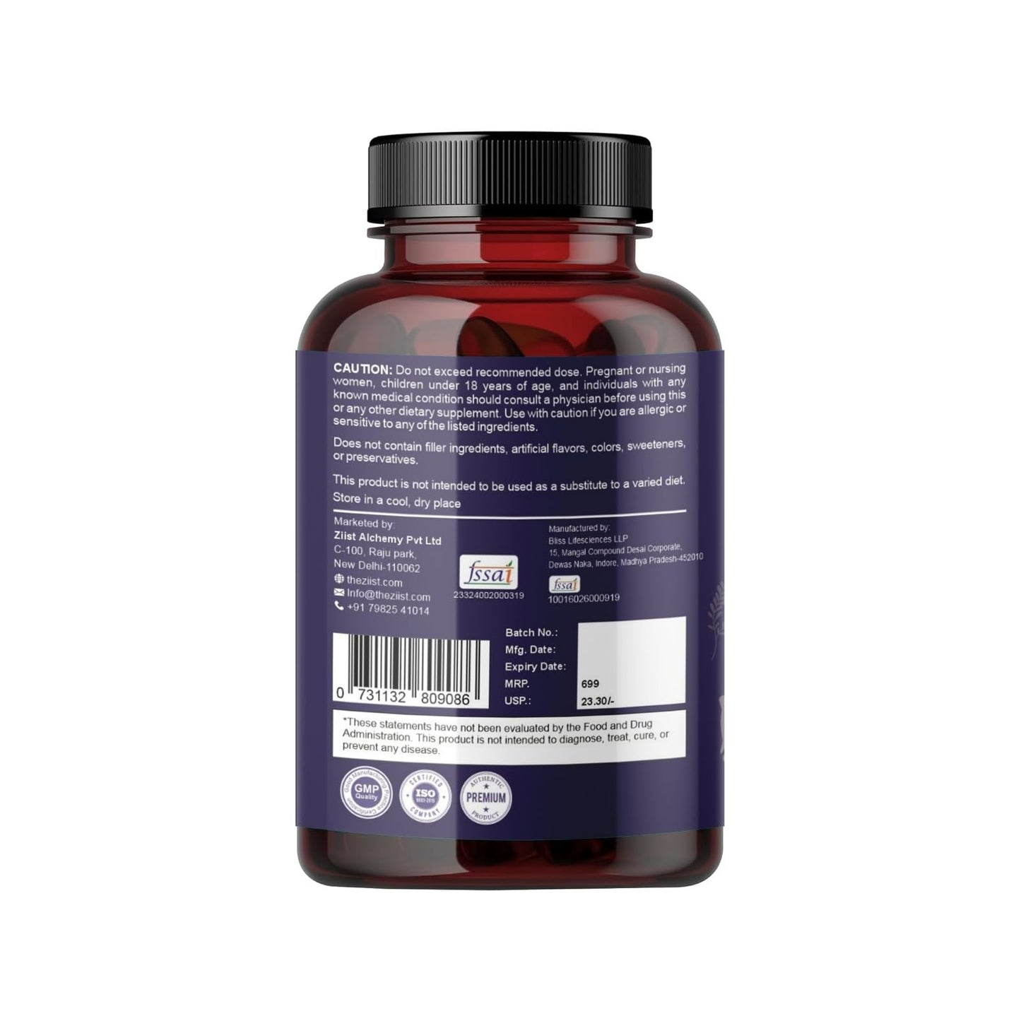 Ziist MG+ INOSITOL Magnesium Glycinate | Inositol Dietary Supplement | 90 Capsules