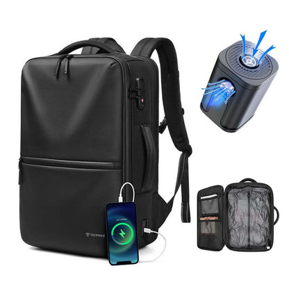 TECPHILE Vacuum Compression Backpacks Travel Bag for Men Smart Airpack 39-55L Expandable fit for 17" Laptop Bags Waterproof, Anti-Theft, TSA Lock, USB Port Carry-On Luggage for Airplane, Office