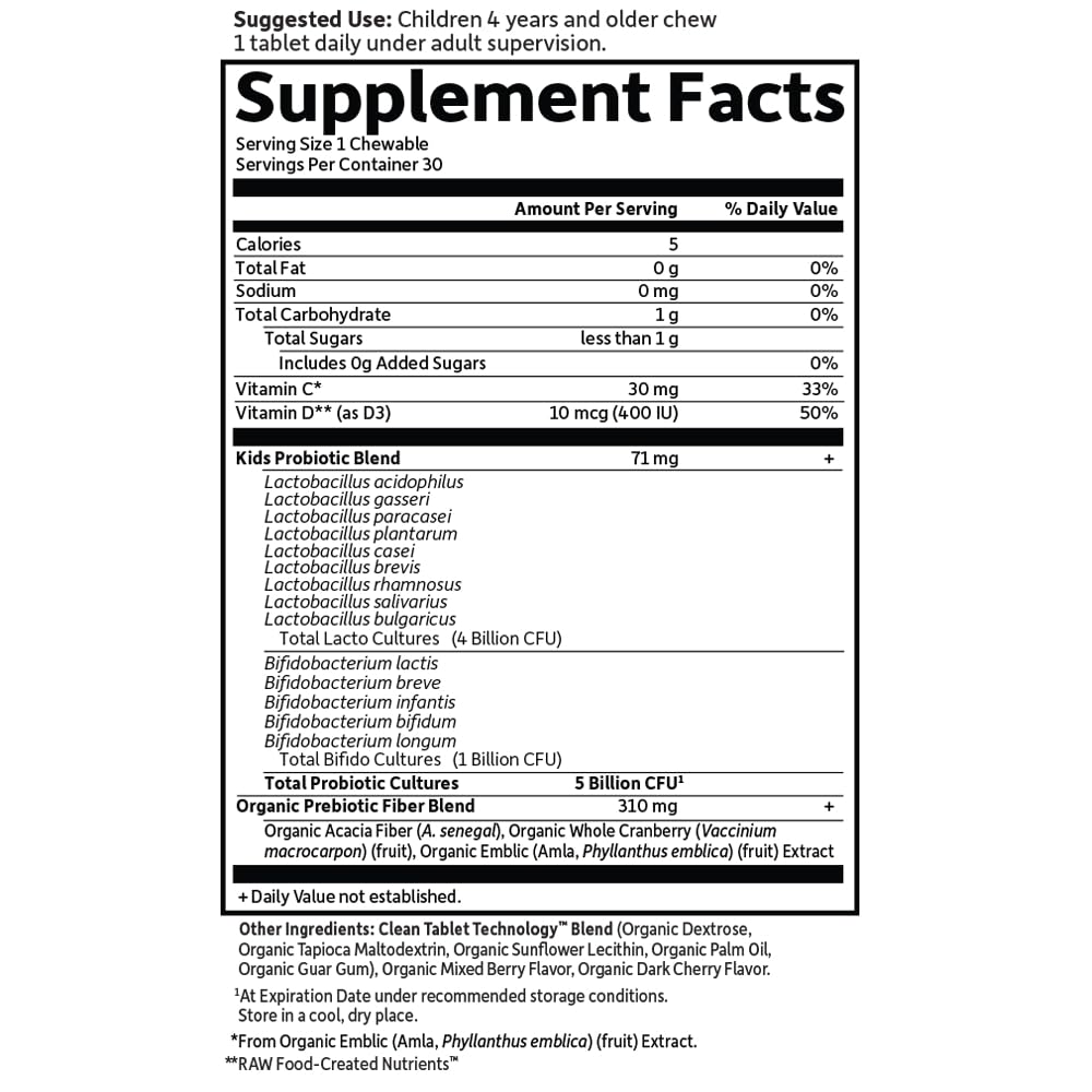 Garden of Life Probiotic Chewable Dr. Formulated Organic Kids+ Suppleme- image 4