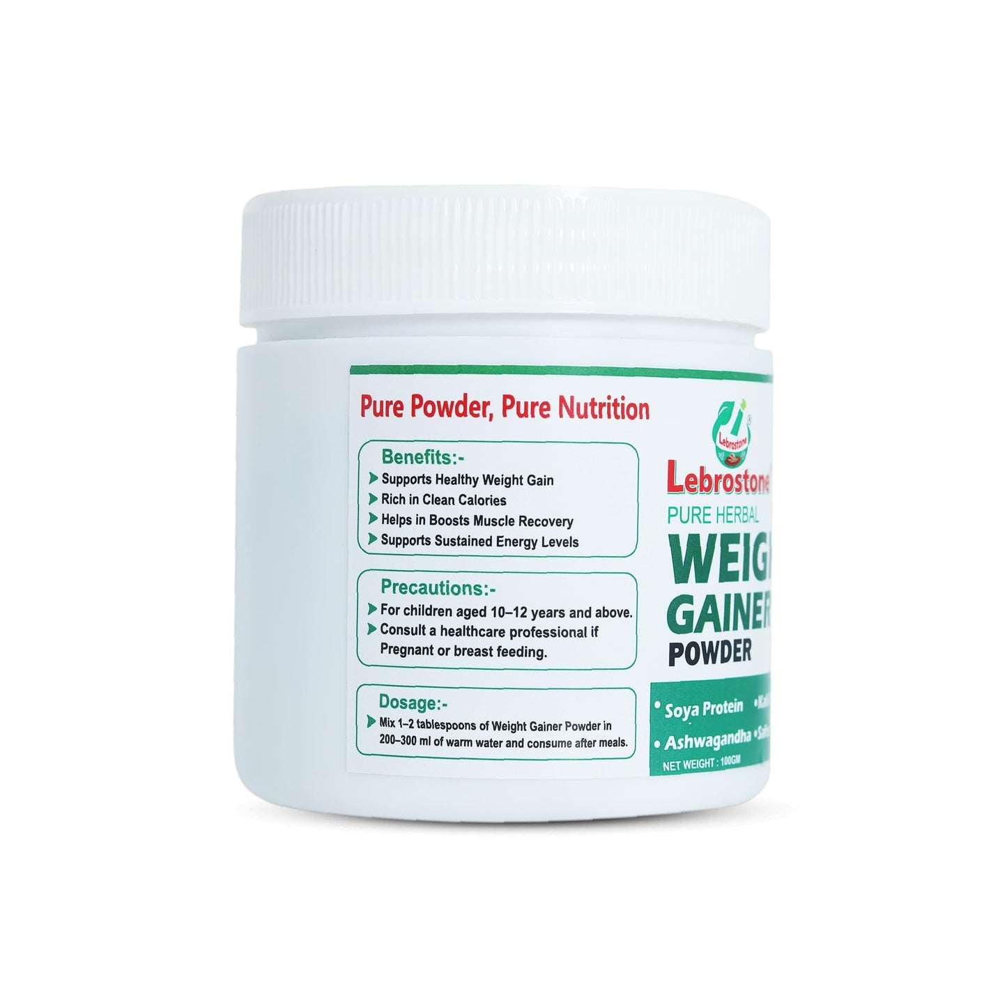 Lebrostone Weight Gainer | Ayurvedic Natural Weight Gain Supplement for Men & Women | Boosts Appetite, Energy, Muscle Growth & Overall Wellness | 100g