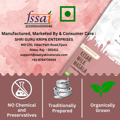 SAATYAKI NATURALS Organic Kesar Milk Masala | Dry Fruits and Kesar | Healthy & Nutritious Drink Mix | 50gm