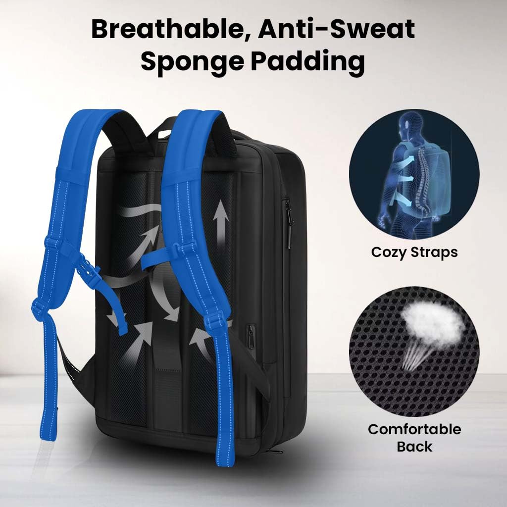 TECPHILE Vacuum Compression Backpacks Travel Bag for Men Smart Airpack 39-55L Expandable fit for 17" Laptop Bags Waterproof, Anti-Theft, TSA Lock, USB Port Carry-On Luggage for Airplane, Office