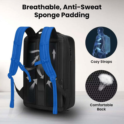 TECPHILE Vacuum Compression Backpacks Travel Bag for Men Smart Airpack 39-55L Expandable fit for 17" Laptop Bags Waterproof, Anti-Theft, TSA Lock, USB Port Carry-On Luggage for Airplane, Office