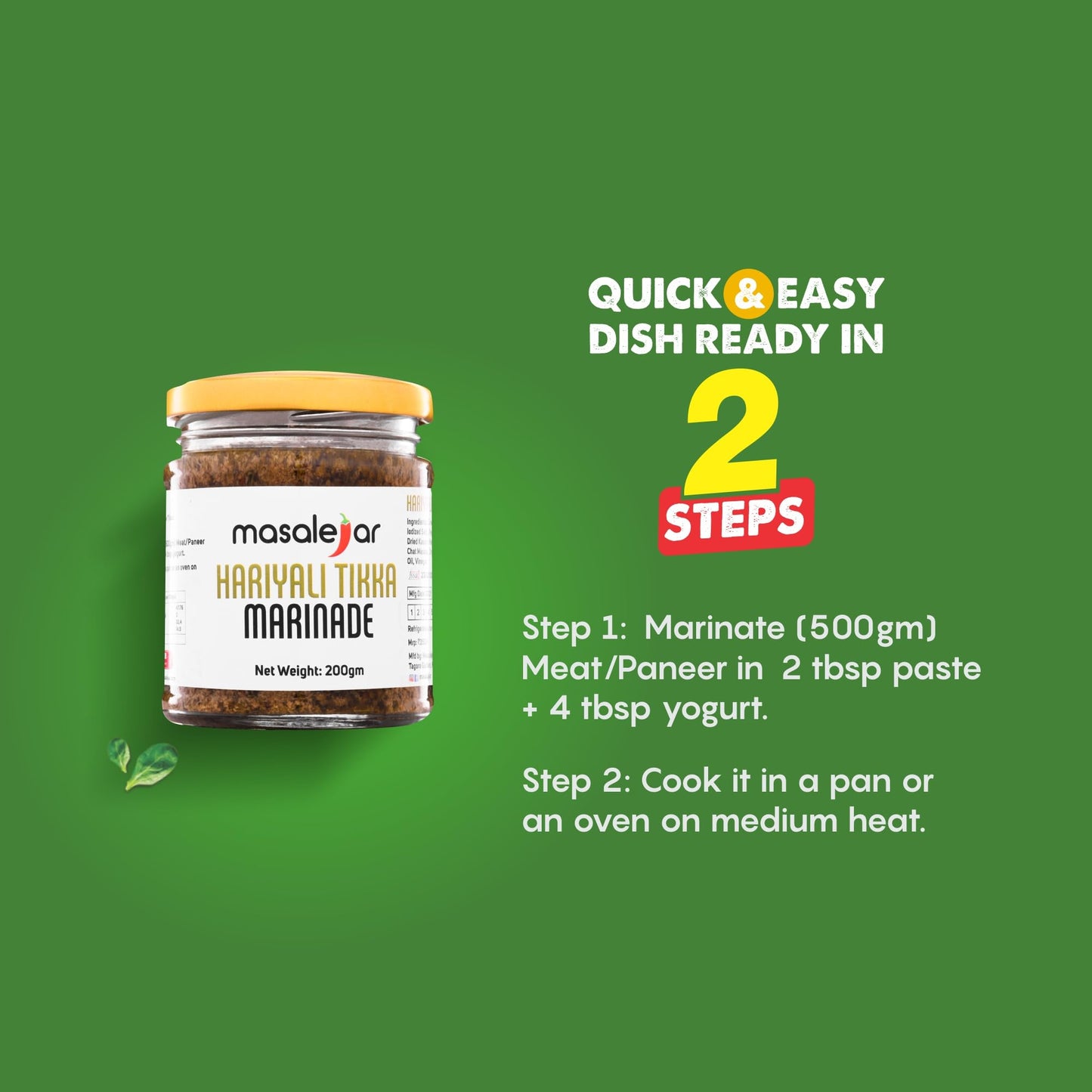 Masalejar Hariyali Marinade Masala 200g | Ready-to-Cook Chicken & Paneer Tikka Marinade | Green Tandoori Spice Mix
