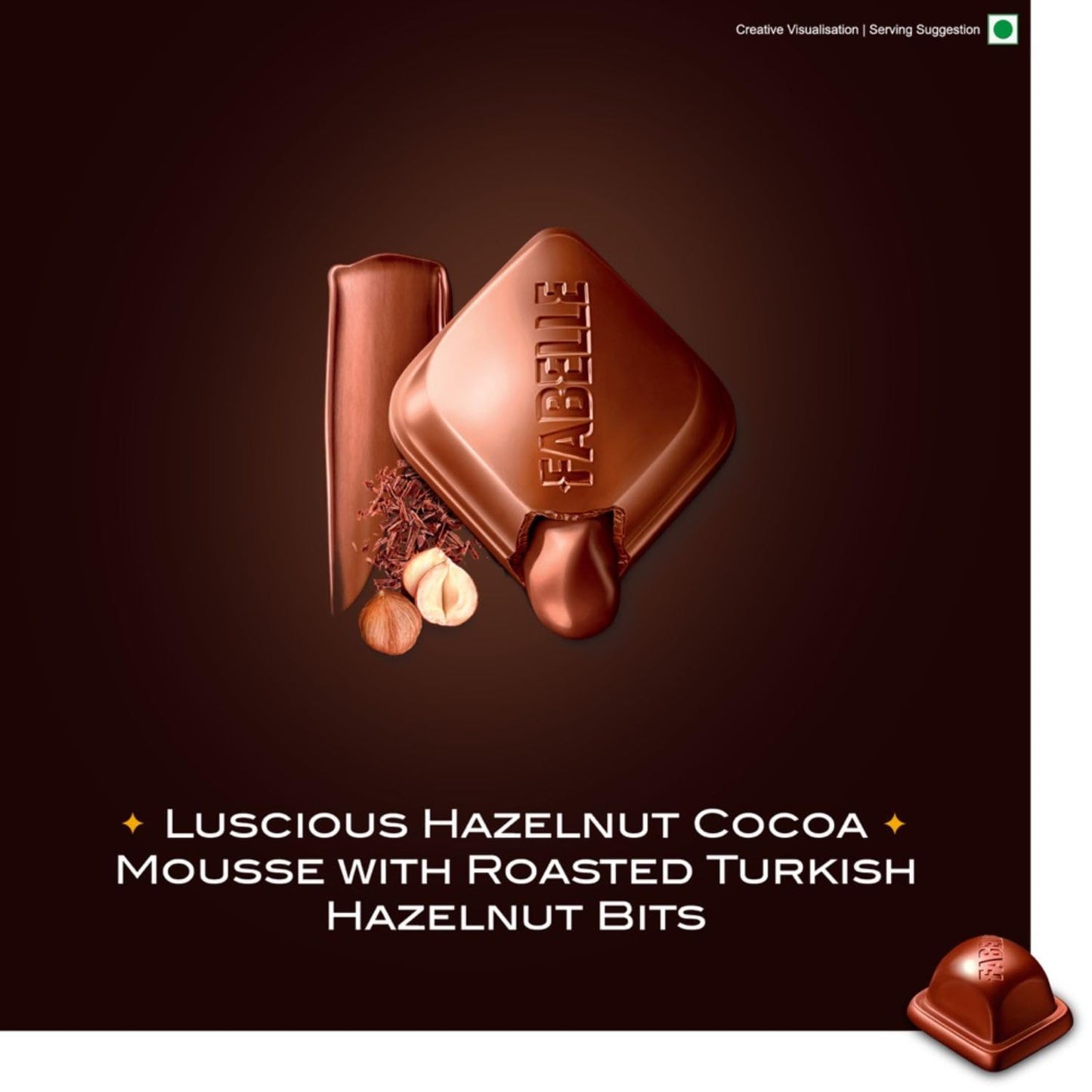 Fabelle Hazelnut Mousse, Centre-filled Luxury Chocolate Bar with Cocoa Mousse and Roasted Turkish Hazelnut Bits, 128g