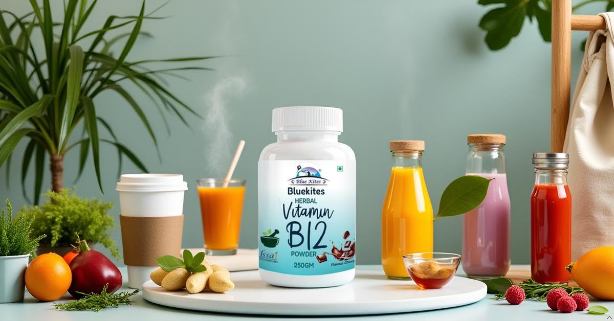 Bluekites Herbal Vitamin B12 Powder Chocolate flavour 250gm pack of 2