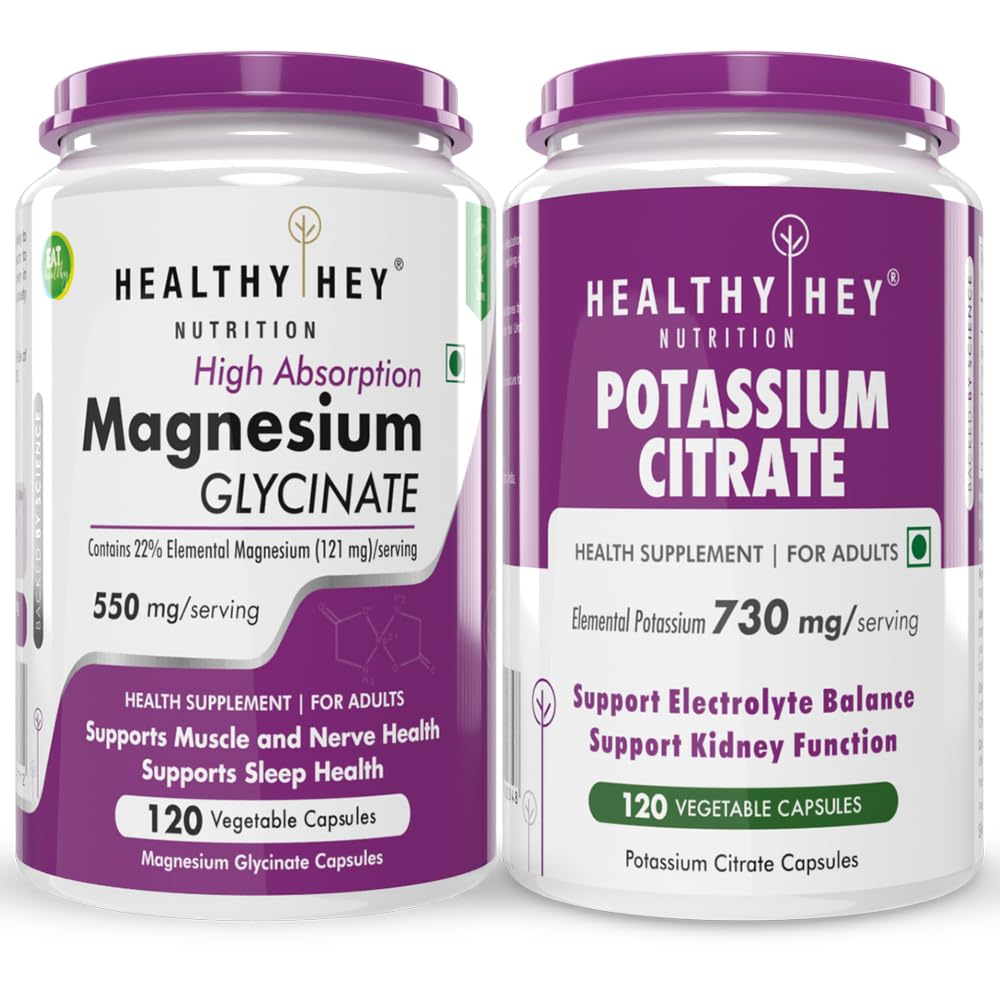 HealthyHey Nutrition Magnesium Glycinate 120 & Potassium citrate 120 capsules