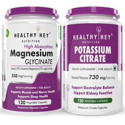 HealthyHey Nutrition Magnesium Glycinate 120 & Potassium citrate 120 capsules