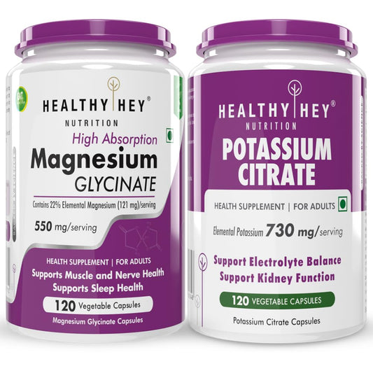 HealthyHey Nutrition Magnesium Glycinate 120 & Potassium citrate 120 capsules