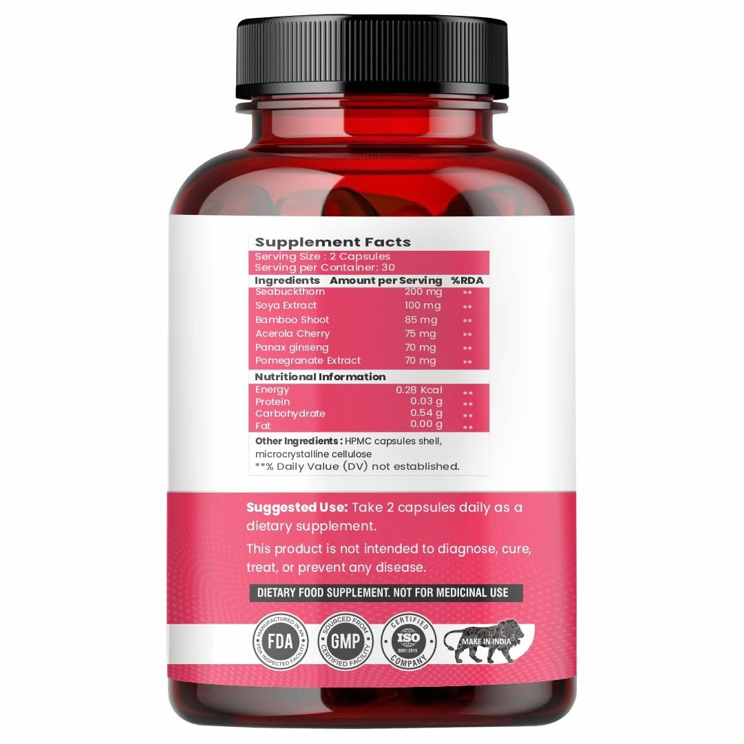 Raskam Plant Based Collagen- Anti-Aging Supplements For Women,Natural,Youthful Glow,Wrinkle-Free Skin,Promotes Skin Regeneration,Improves Skin Elasticity,Silica&Hyaluronic Acid-60 Capsules