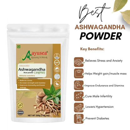 AYUSEA® ASHWAGANDHA POWDER (200g) AND ARJUN CHAAL POWDER (200g) COMBO FOR CARDIOVASCULAR HEALTH AND STRESS MANAGEMENT