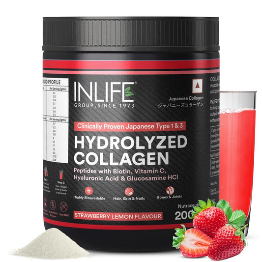 INLIFE Hydrolyzed Collagen Peptides Powder Supplements Type 1,3, Biotin, Vit C,
