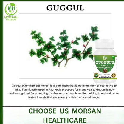 Morsan's Guggulu (Commiphora mukul) Capsules, Pack of 2 x 60 x 500 mg. Veg. Capsules (2)