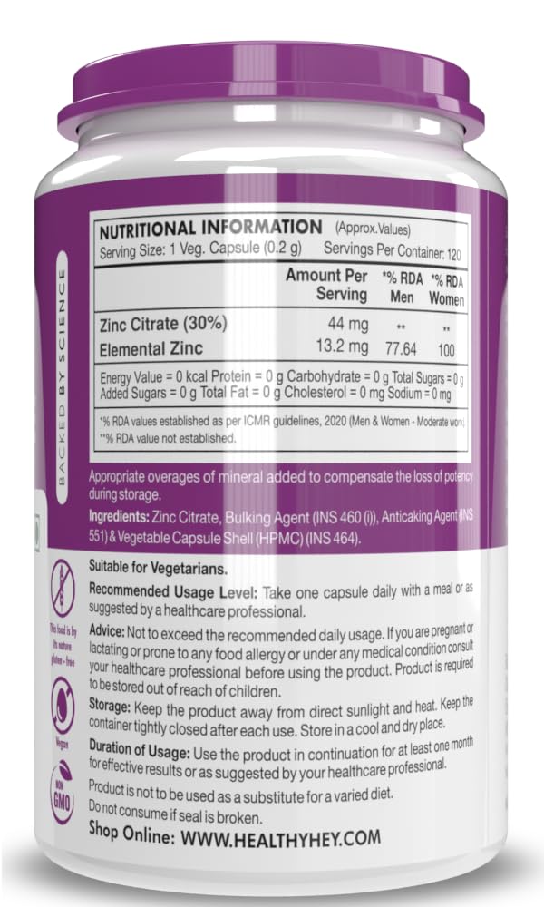 HealthyHey Nutrition Zinc citrate 120 capsules & magnesium glycinate 120 capsules