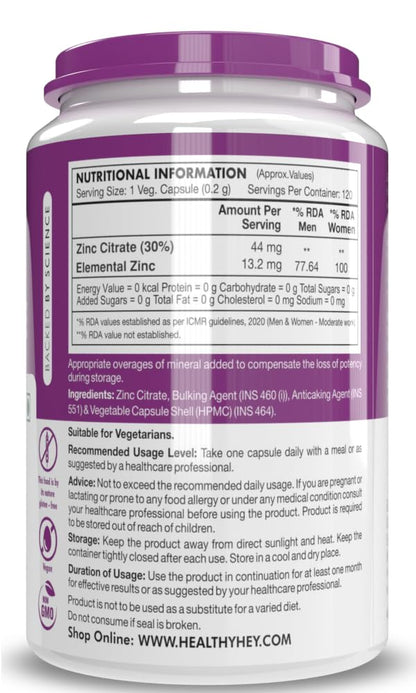 HealthyHey Nutrition Zinc citrate 120 capsules & magnesium glycinate 120 capsules