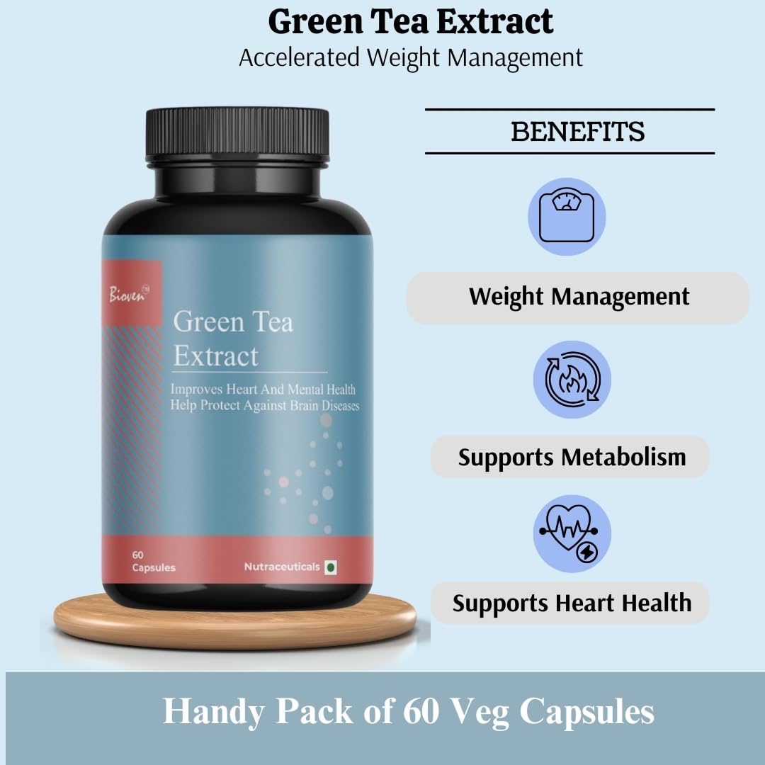 Biovencer Green Tea Extract | Super Antioxidant | Maintain Healthy Weight - 60 Vegetarian Capsules