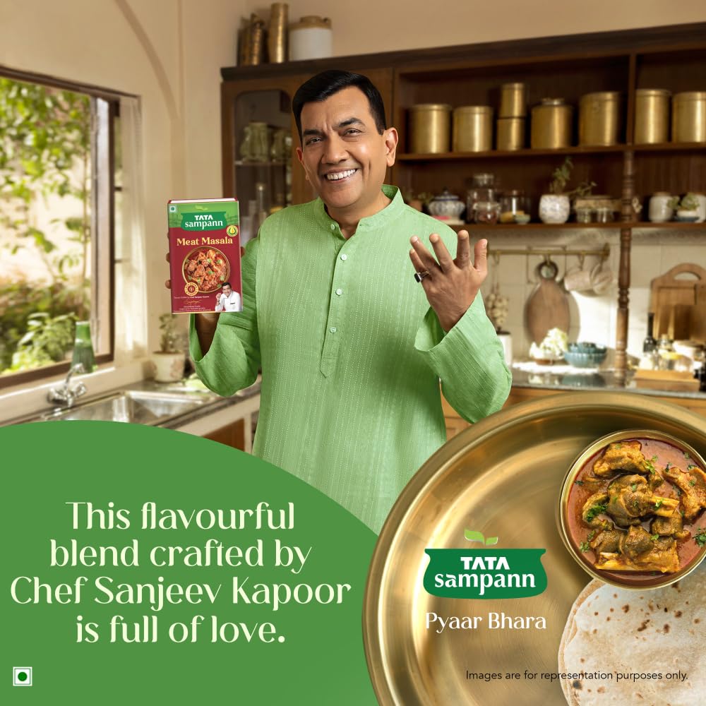 Tata Sampann Meat Masala with Natural Oils, 100g, Meat Masala Powder, Crafted by Chef Sanjeev Kapoor, With Chef’s Exclusive Tip, Rich Aroma & Flavour