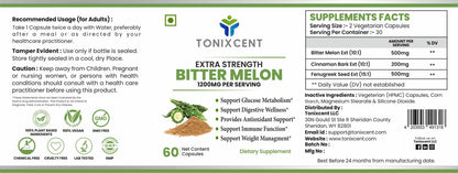 TONIXCENT Glucoroot Flow Blend | Bitter Melon 1200mg + Beetroot 1000mg Capsules Combo | Supports Blood Sugar, Heart Health & Digestion | Rich in Nitrates & Antioxidants | 2 x 60 Capsules each