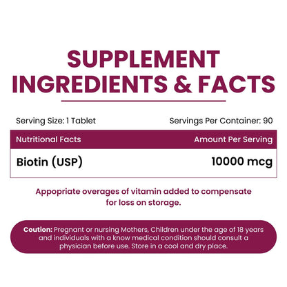 Vlado's Himalayan Organics Biotin10000Mcg For Biotin Supplement for Hair Growth, Glowing Skin & Strong Nails – | Supports Healthy Hair, Fights Hair Fall & Nail Brittleness | For Men & Women- 90 Tablets