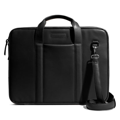 DailyObjects Unisex Black Urban Classic Briefcase Vegan Leather Laptop Messenger Bag (13L) Adjustable Straps, Zip Closure Slip Pockets, Detachable Carry Pouch And A Large Storage For 14 Inch Laptops
