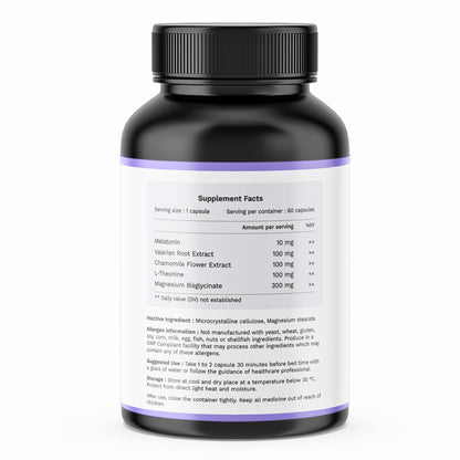 HEALPURE NUTRACEUTICAL Sleep well Support with Melatonin. Valerian root extract. Chamomile flower extract, L- Theonine and Magnesium Bisglycinate for Restful Sleep and Relaxation- (60 Capsules)